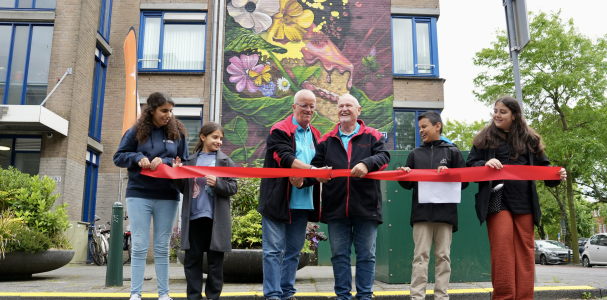 nthulling muurschildering Christiaan de Wetstraat in Transvaal
