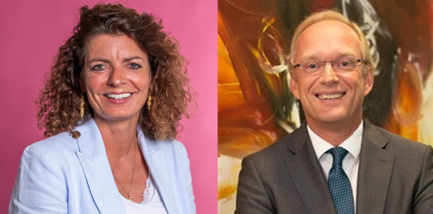 Portretfoto's van nieuwe bestuurders Miriam Heringa en Jo van Kalsbeek