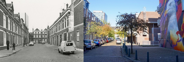 Boerhaavestraat in 1976 en in 2021