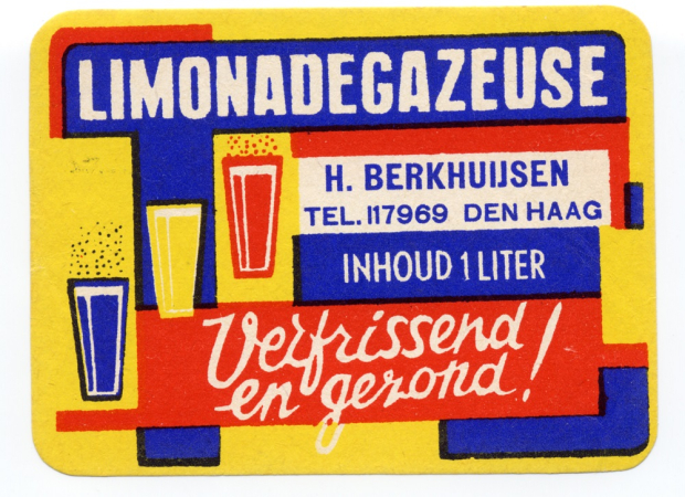 Een etiket van de limonadegazeuse van Berkhuijsen