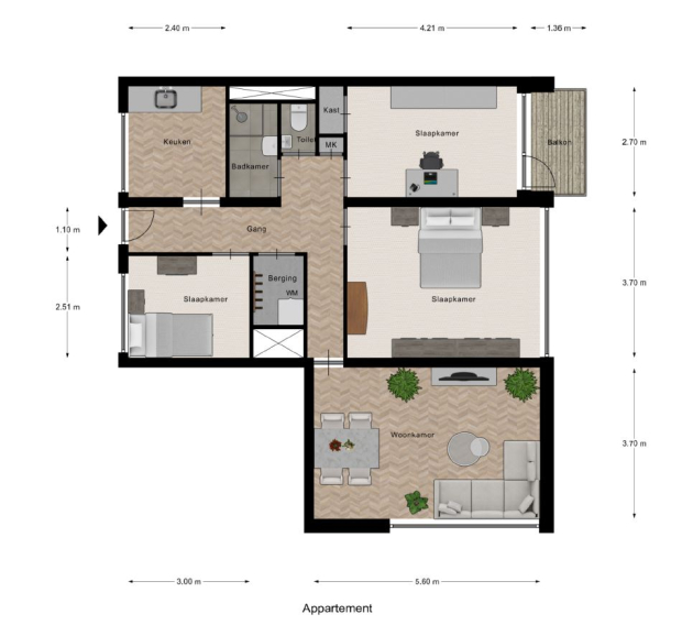 Plattegrond van een friends-woning voor senioren aan de Loevesteinlaan