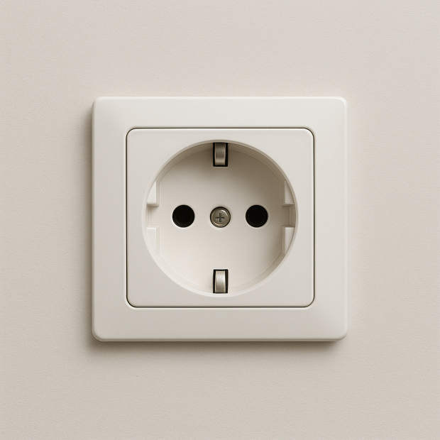 Een wit stopcontact op een witte muur