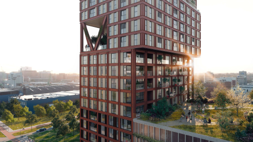 Vogelvlucht artist impressie van The Blox