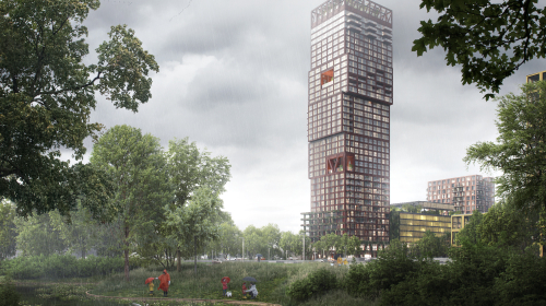Vogelvlucht artist impressie van The Blox