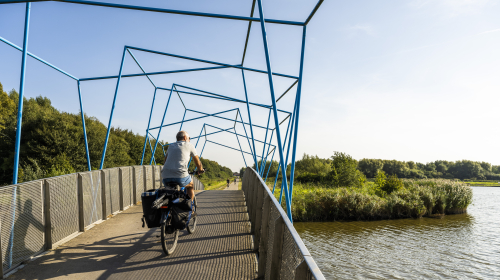 Balijbos in Pijnacker man fiets op brug