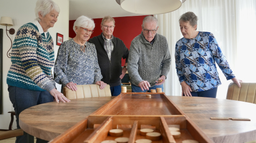 Vijf buren uit Ypenburg aan het sjoelen