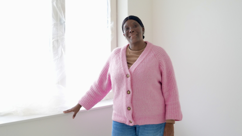 Mevrouw de Lannoy in haar nieuwe huis.