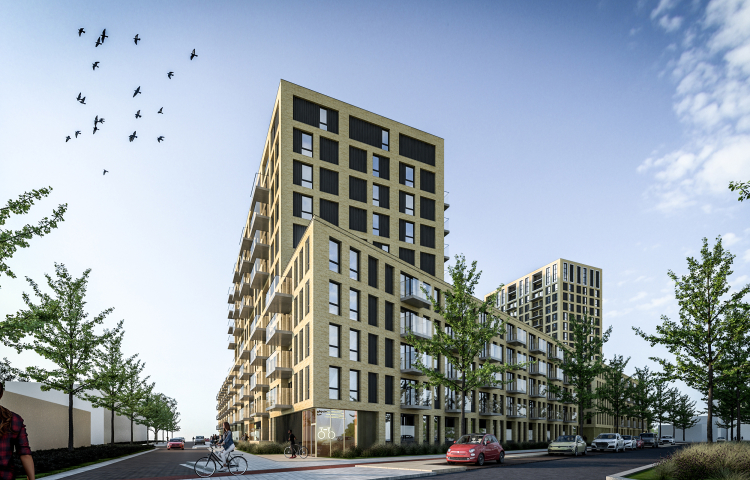 Artist impression met daarop de woningen die we gaan bouwen in De Schaloen