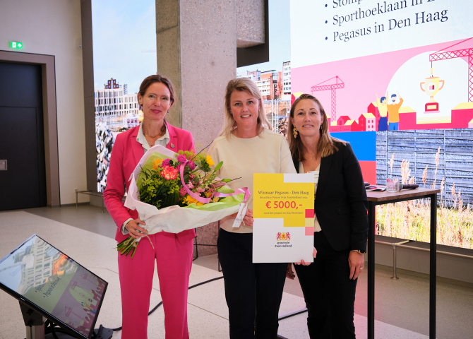 Anne Koning, gedeputeerde Provicincie Zuid-Holland, Astrid Mooij, manager projecten bij Staedion en XXX 
