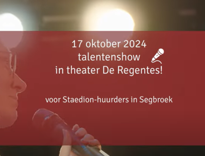 Uitnodiging tekst: 17 oktober talentenshow in De Regentes