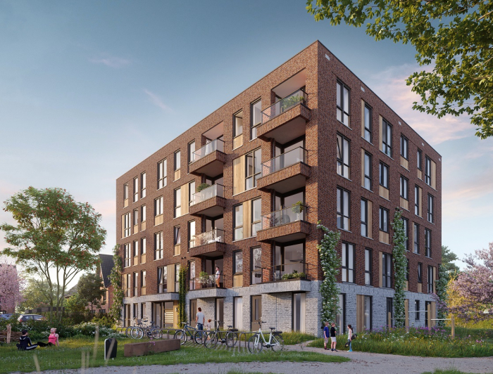Artist impression van 28 sociale huurwoningen in Kiem in Pijnacker